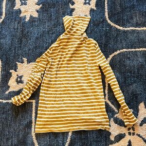 Striped Mustard Yellow and White Turtleneck